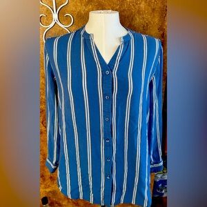 Grand & Greene Blue and White Striped Button Down Shirt
